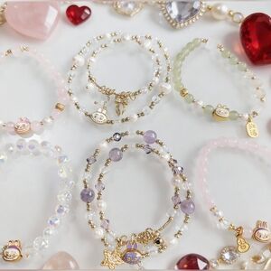 The "Love & Luck" Series Labubu Natural Rose Quartz & Pearl Mystery Bracelet
